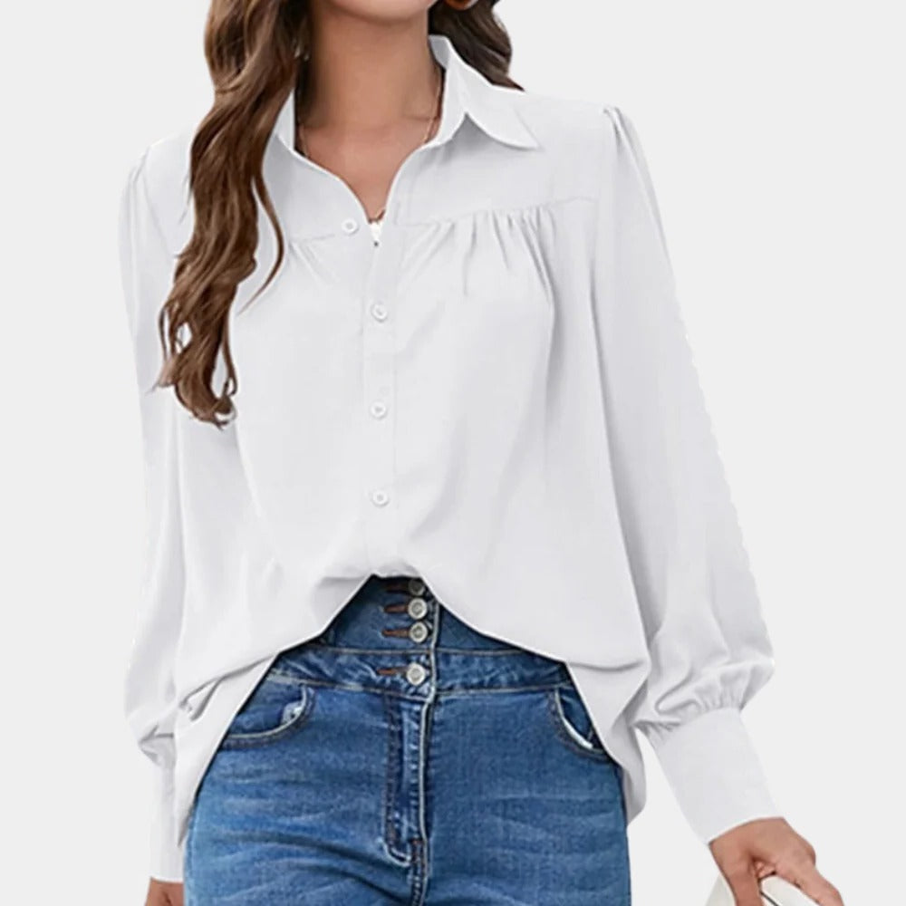 Floral Ruffled Women's Long Blouse