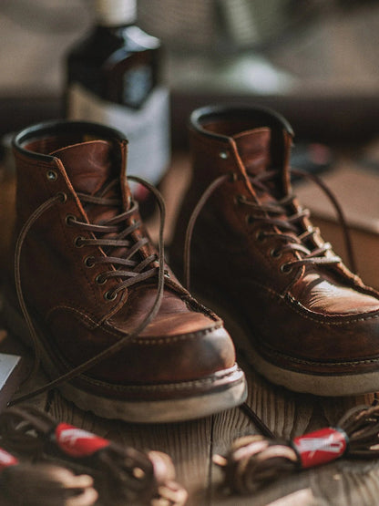 Premium Leather Lace Up Work Boots for Men - Pexav
