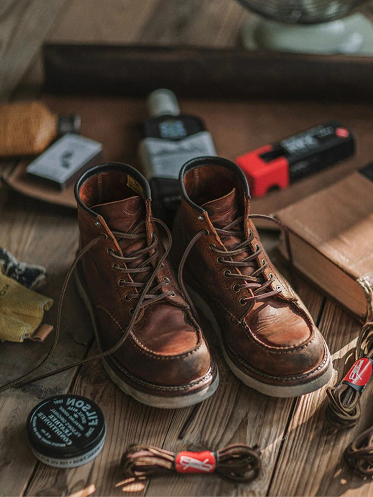 Premium Leather Lace Up Work Boots for Men
