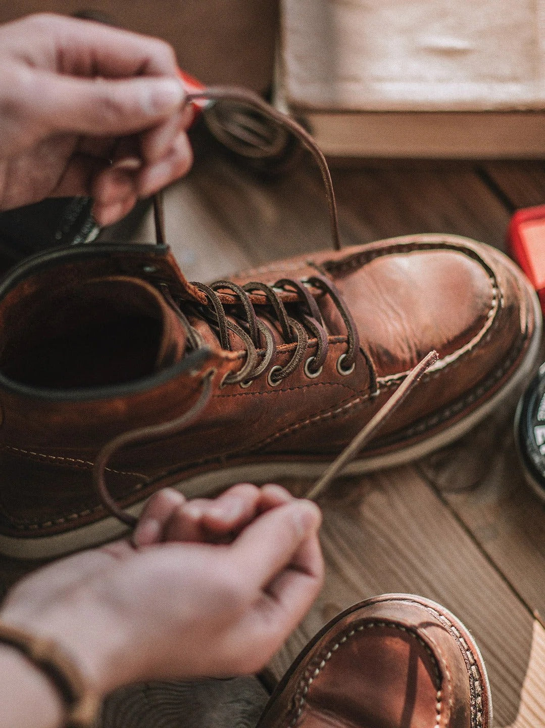 Premium Leather Lace Up Work Boots for Men