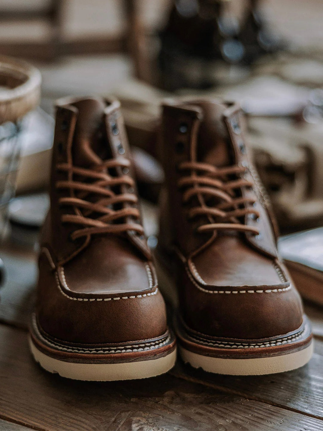 Premium Leather Lace Up Work Boots for Men