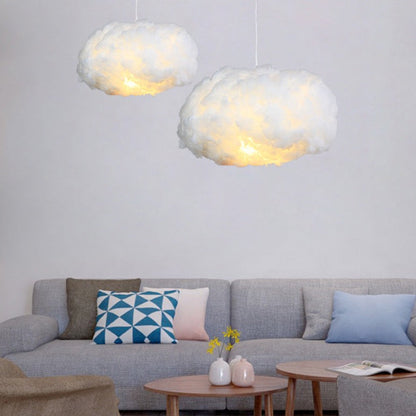 Airy White Cotton Pendant Light for Warm Glow - Pexav