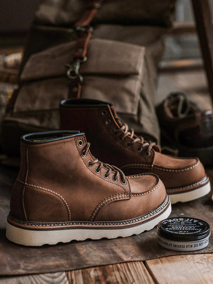 Premium Leather Lace Up Work Boots for Men