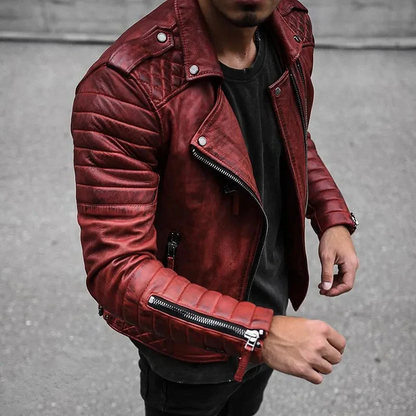 Premium Genuine Leather Mens Biker Jacket
