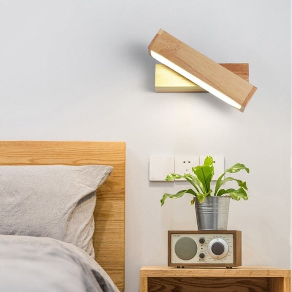 Modern Wooden Swing Arm Wall Light Lamp - Pexav
