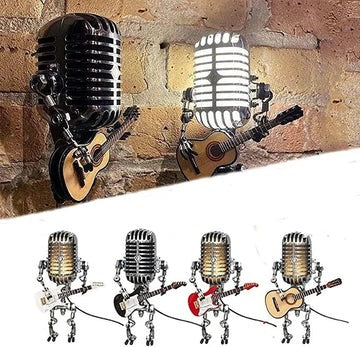 Retro Music Theme Table Lamp with Mic