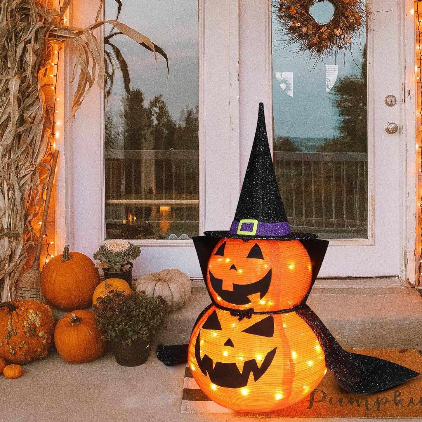 2 Pack 3ft Outdoor Solar Pumpkin Decor Lights