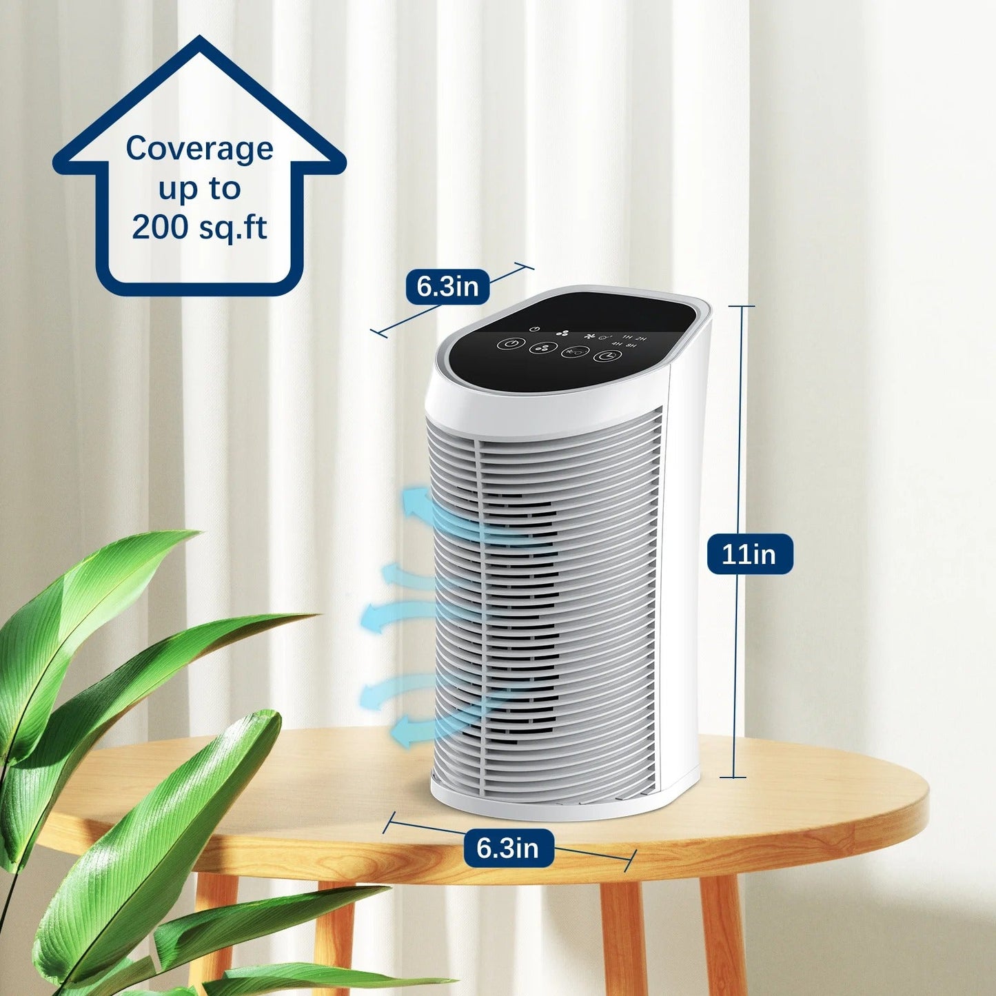Compact Home Air Purifier HEPA Filter 200SqFt
