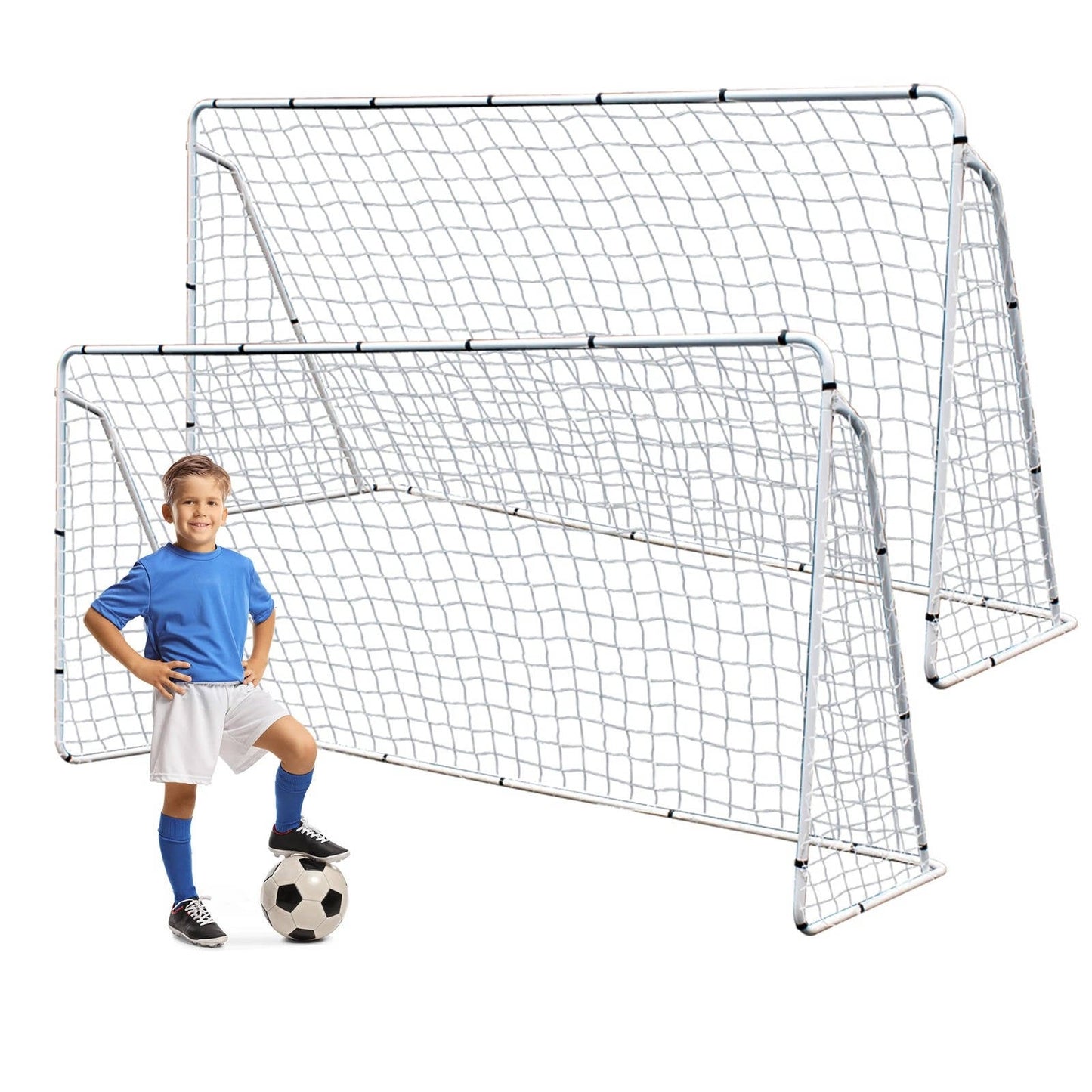 Compact 12x6ft Backyard Soccer Goal Set with Folding Frame - Pexav