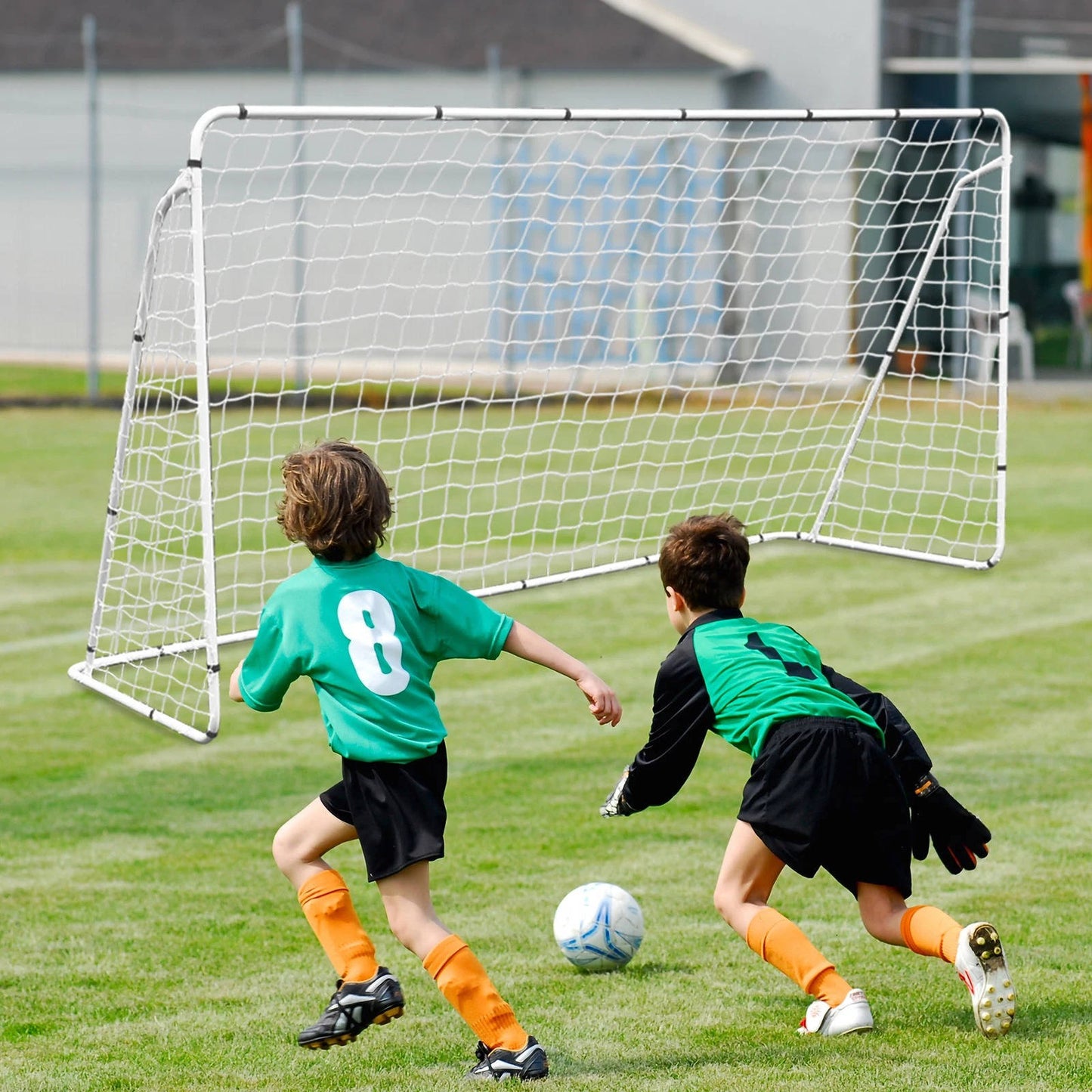 Compact 12x6ft Backyard Soccer Goal Set with Folding Frame