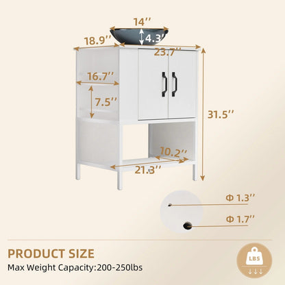 Stylish 24 Bathroom Vanity with Ceramic Sink and Storage