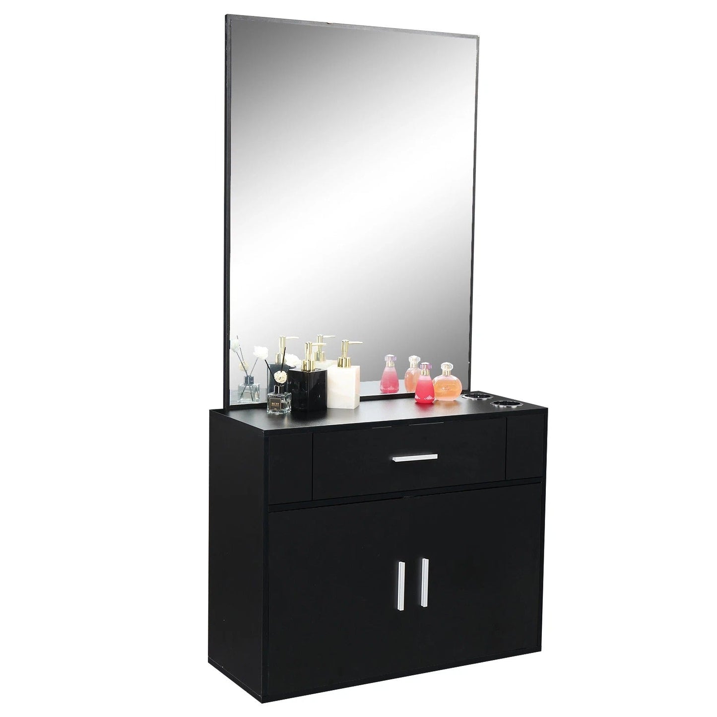 Space Saving Salon Storage Cabinet with Mirror