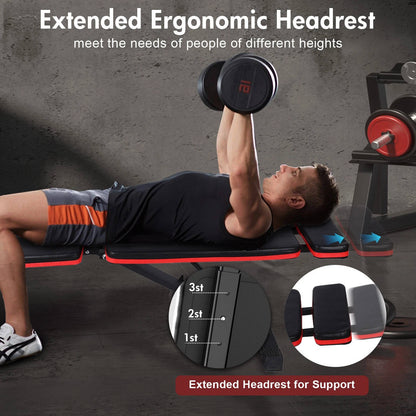 Compact Folding Workout Bench Adjustable Incline
