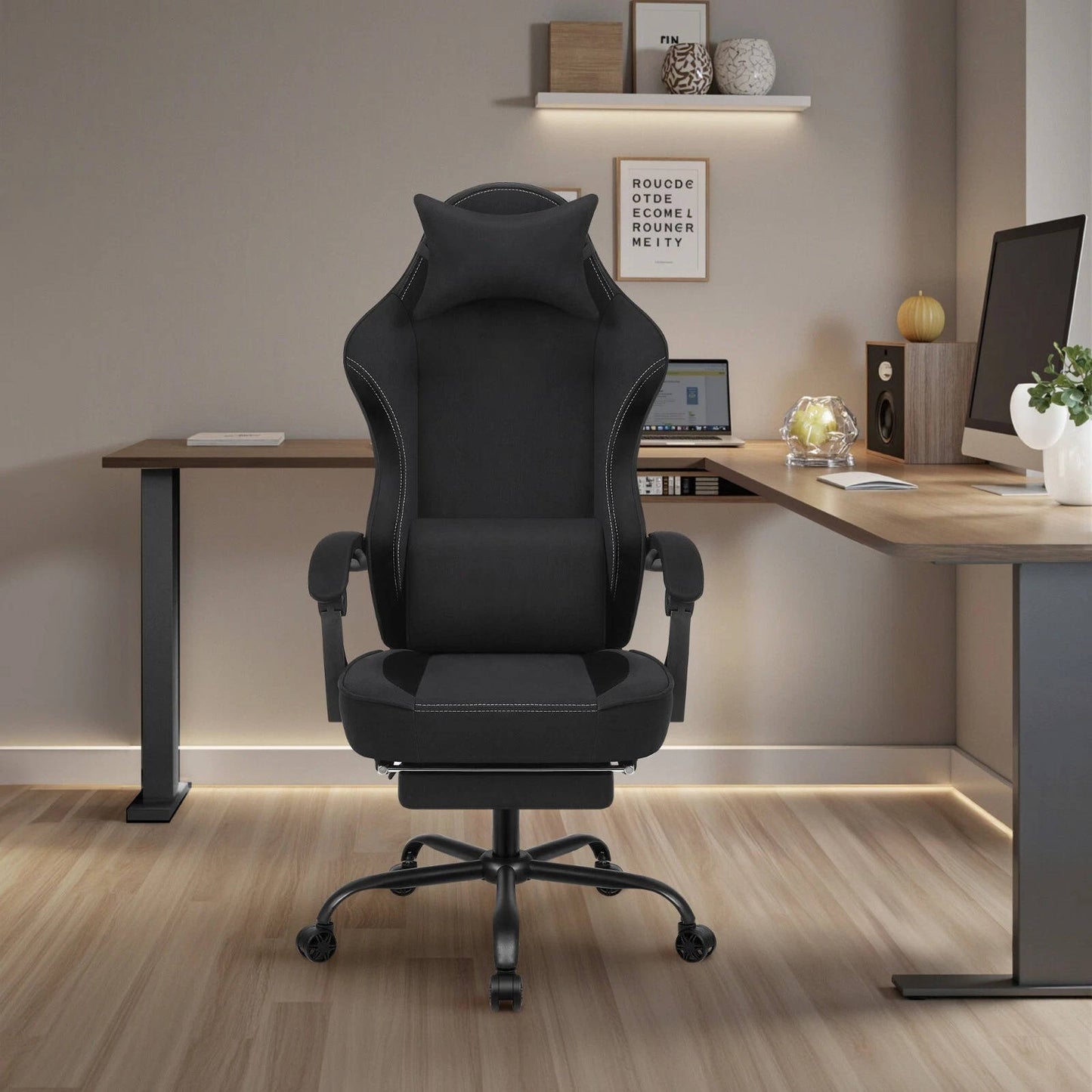 Comfortable Game Chair With Adjustable Footrest