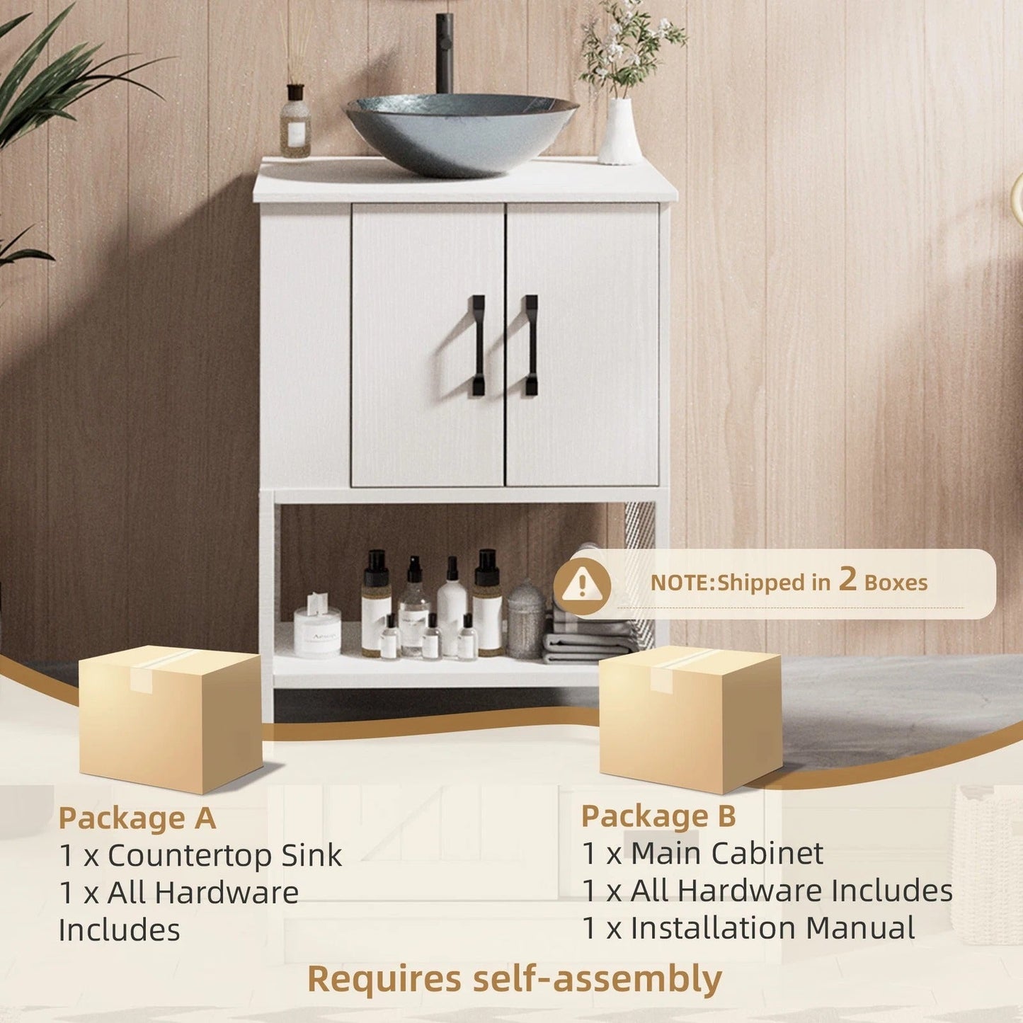 Stylish 24 Bathroom Vanity with Ceramic Sink and Storage