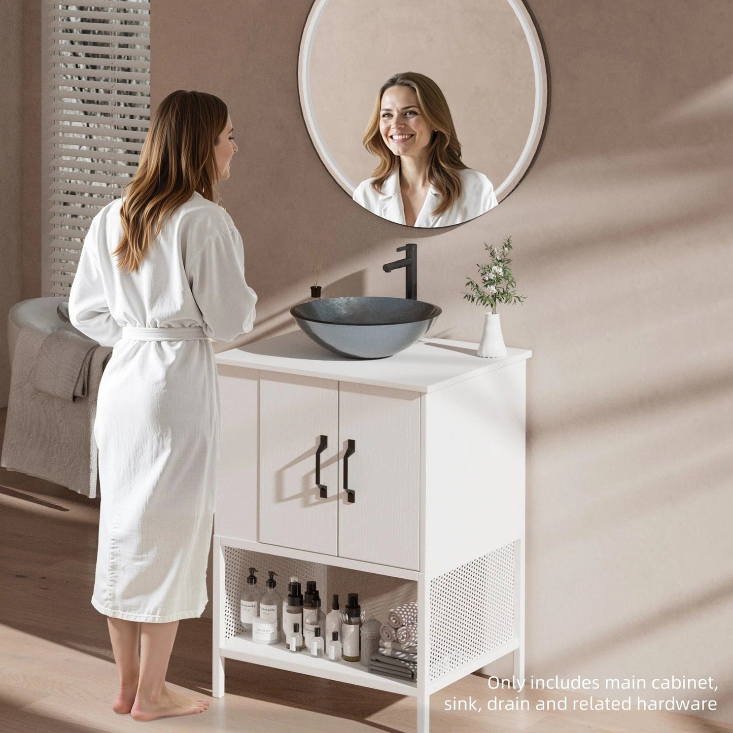 Stylish 24 Bathroom Vanity with Ceramic Sink and Storage