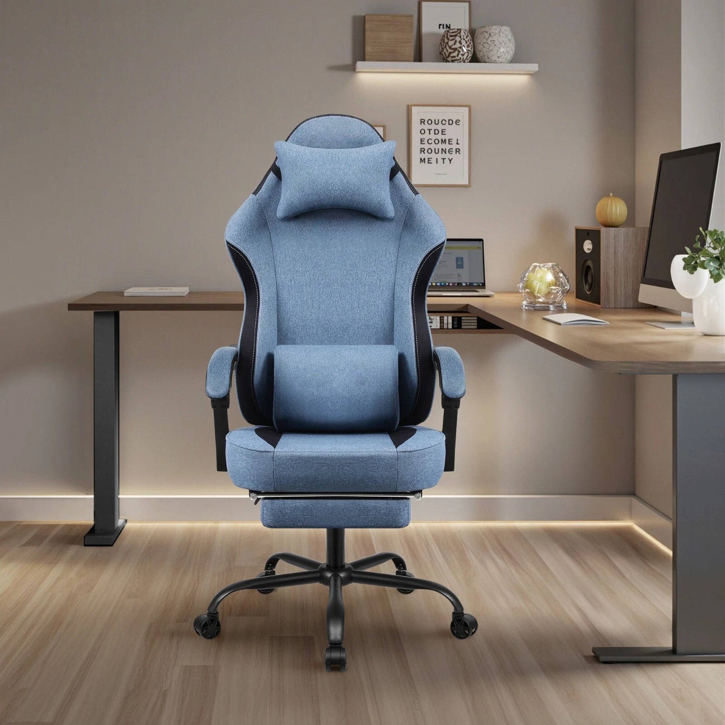 Comfortable Game Chair With Adjustable Footrest