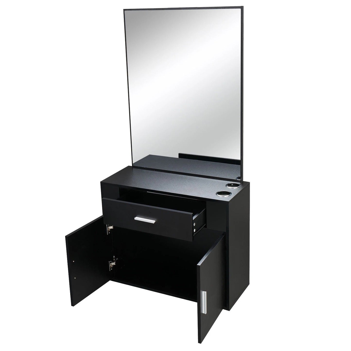Space Saving Salon Storage Cabinet with Mirror
