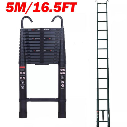Portable Aluminum Ladder with 2 Roof Hook Attachments