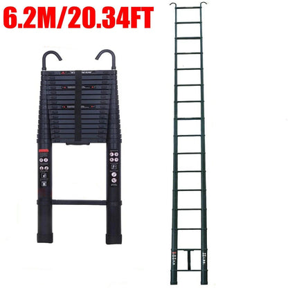 Portable Aluminum Ladder with 2 Roof Hook Attachments