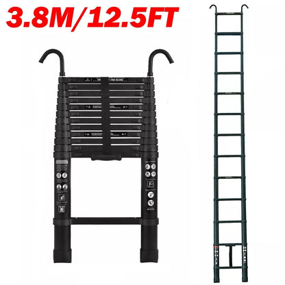 Portable Aluminum Ladder with 2 Roof Hook Attachments
