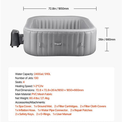 Compact 6 Person Blow Up Hot Tub Spa Set