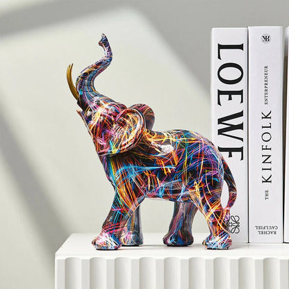 Vibrant Art Elephant Statue – Bright Resin Figurine