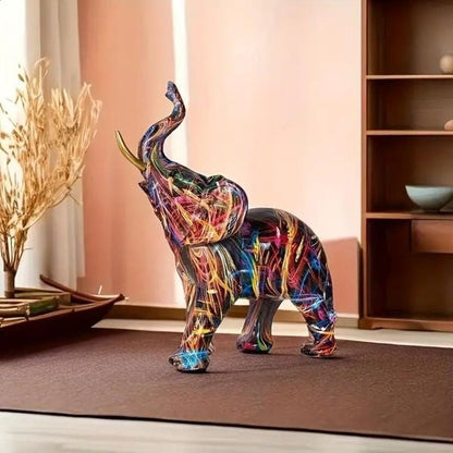 Vibrant Art Elephant Statue – Bright Resin Figurine