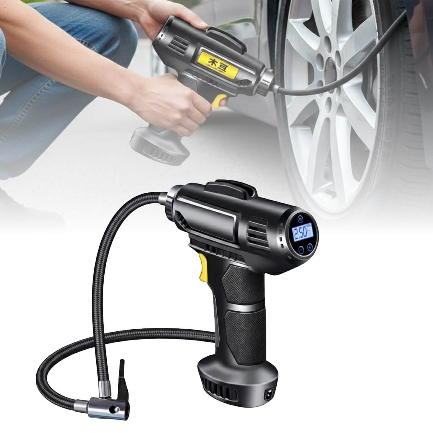 Compact 12V Car Air Pump – Portable Tire Compressor