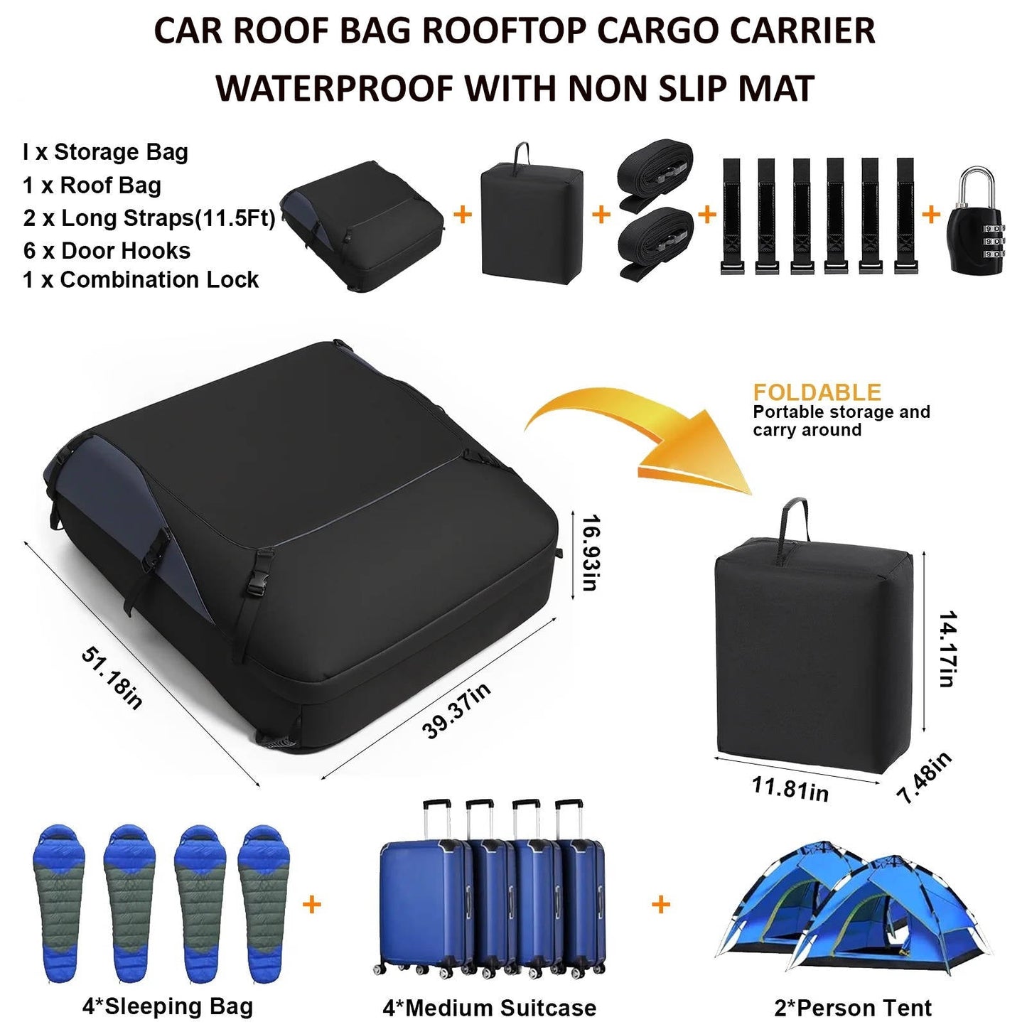 Waterproof Car Top Cargo Carrier With Anti Slip Mat