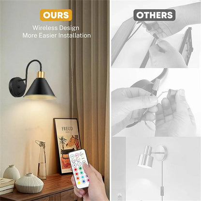 2 Pack Wireless LED Wall Lights with Remote Control