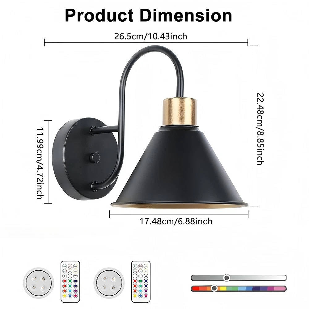 2 Pack Wireless LED Wall Lights with Remote Control