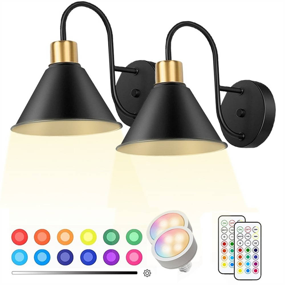 2 Pack Wireless LED Wall Lights with Remote Control - Pexav