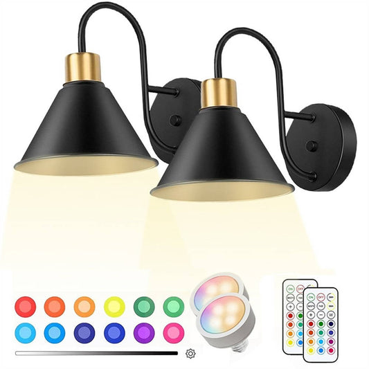 2 Pack Wireless LED Wall Lights with Remote Control - Pexav