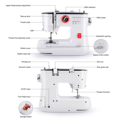 Compact Easy Sewing Machine for Starters with 12 Stitches