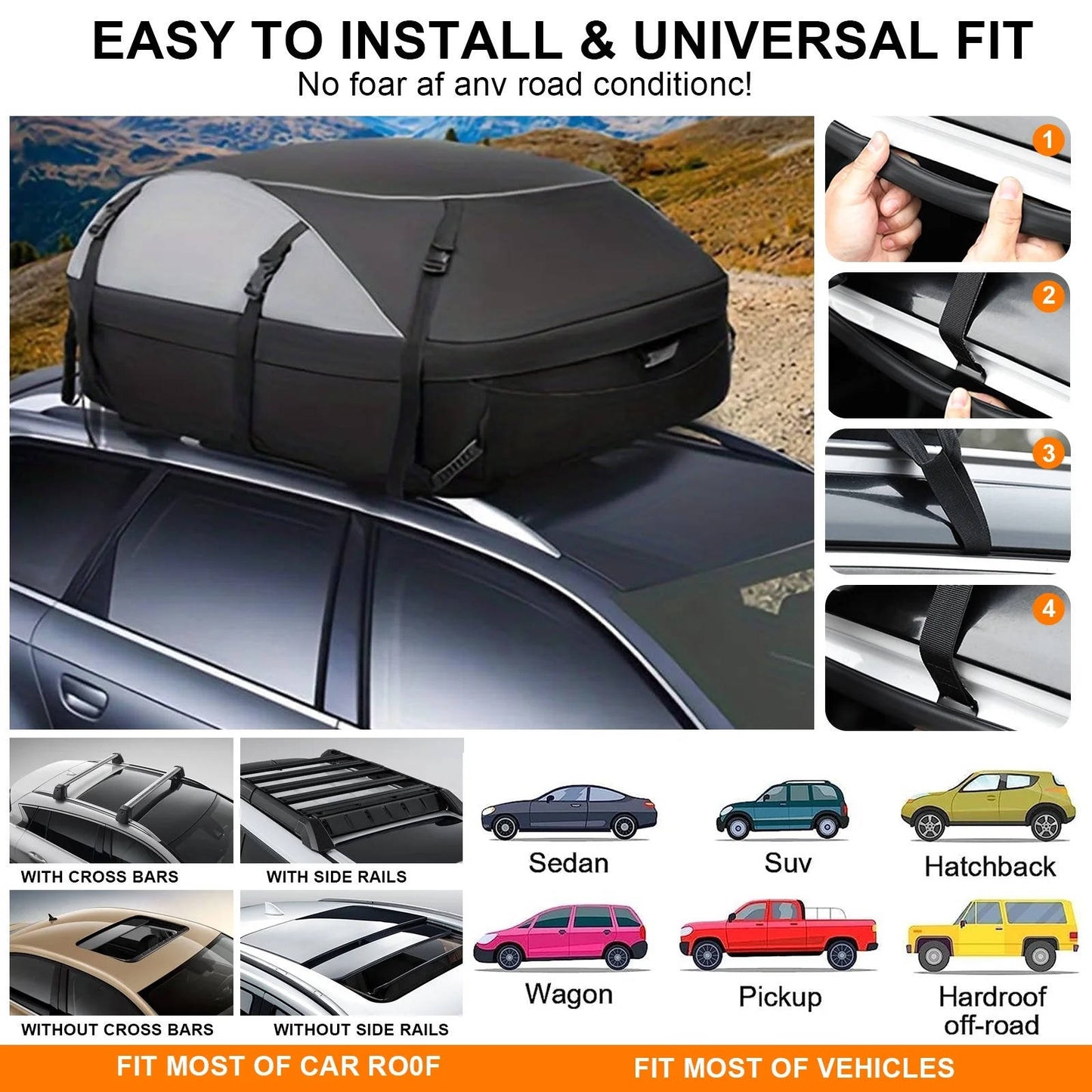 Waterproof Car Top Cargo Carrier With Anti Slip Mat