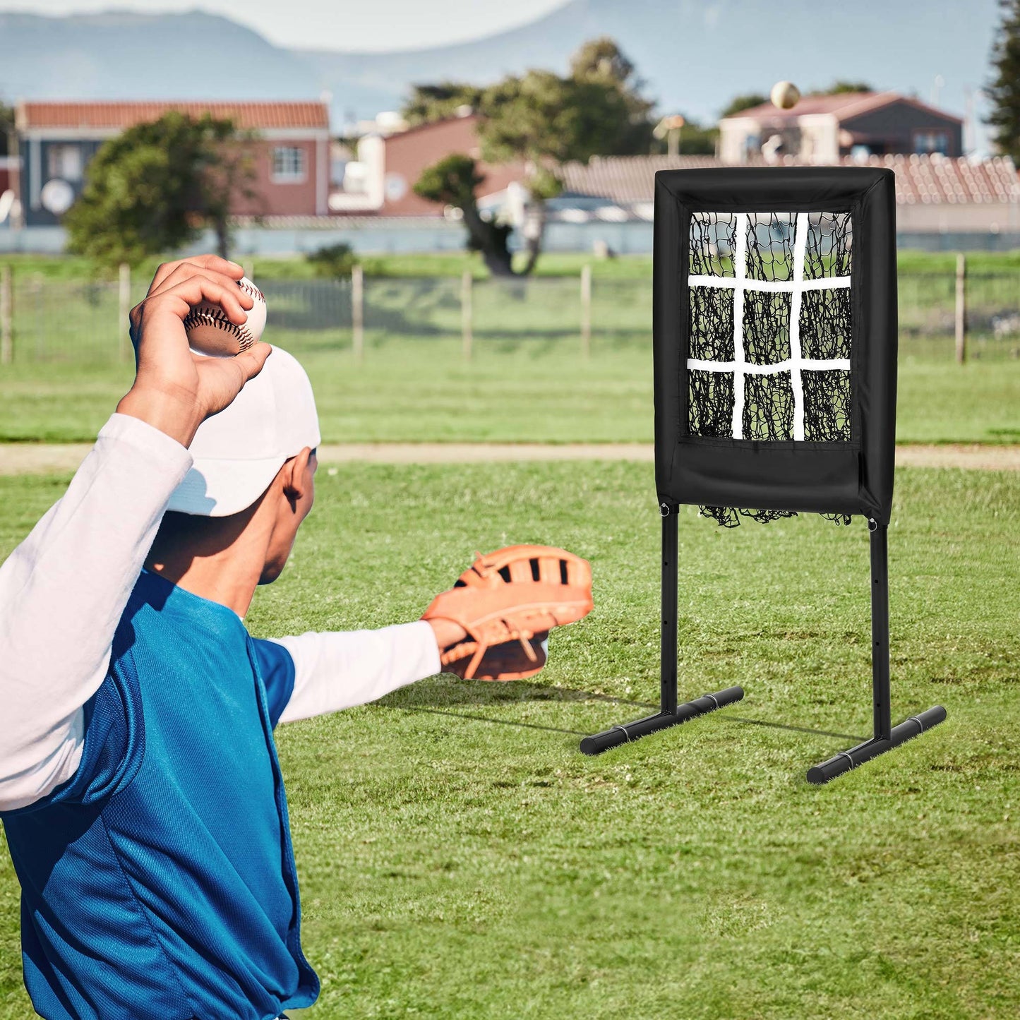 Compact Baseball Pitching Target Net With Strike Zone