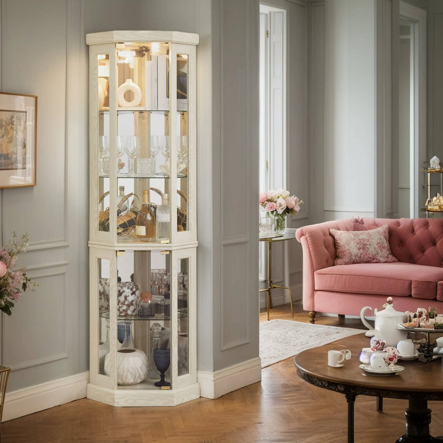 Stylish Display Corner Cabinet - Pexav