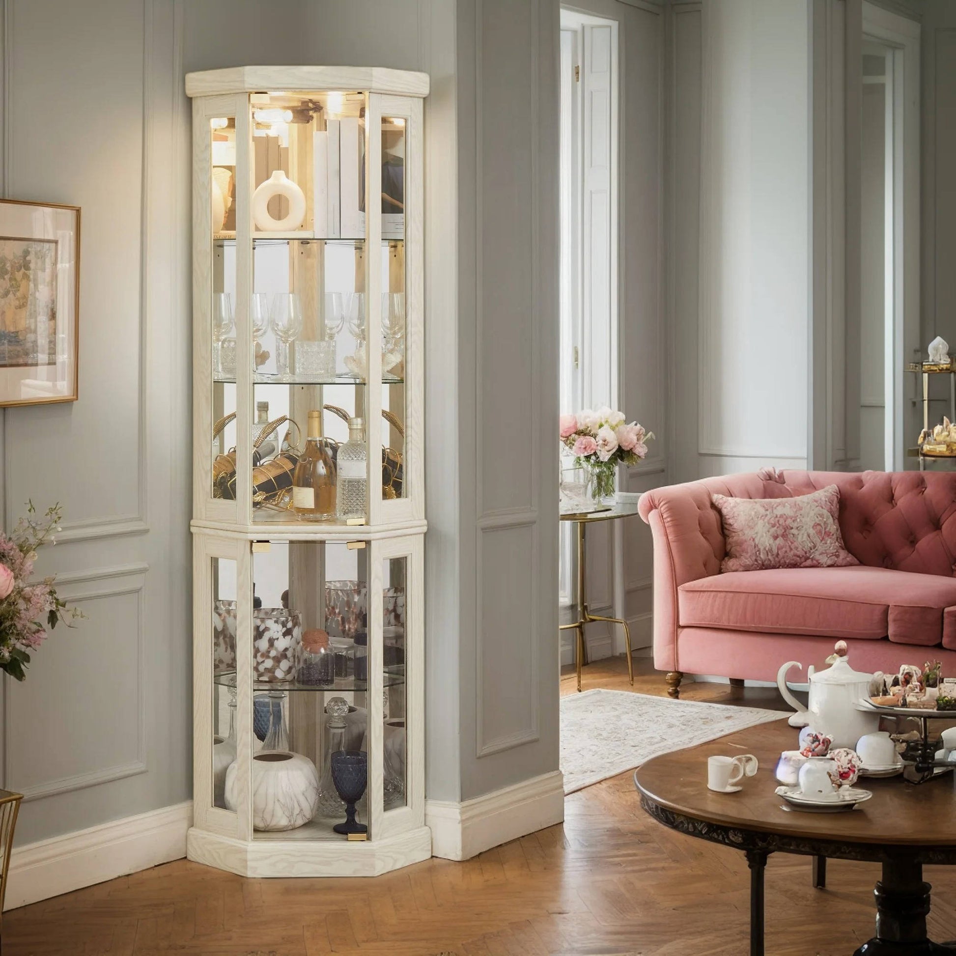 Stylish Display Corner Cabinet - Pexav