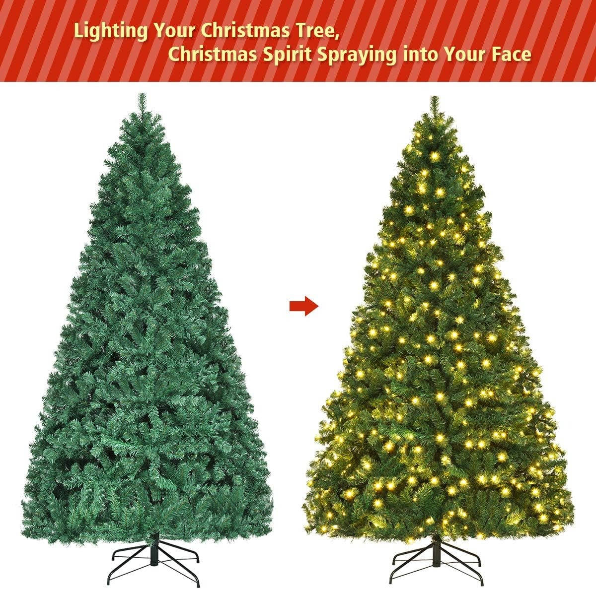 Tall Pre-Lit Christmas Tree with LED Lights