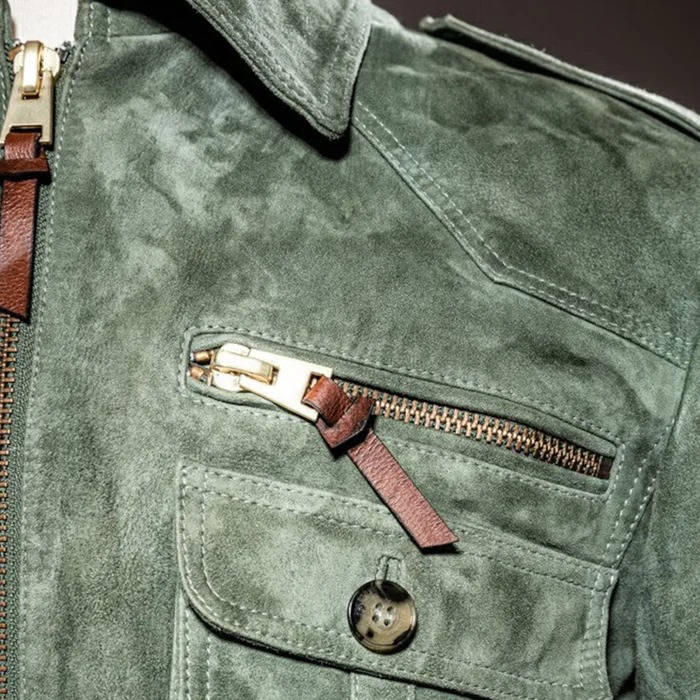 Vintage Style Zip Suede Mens Jacket