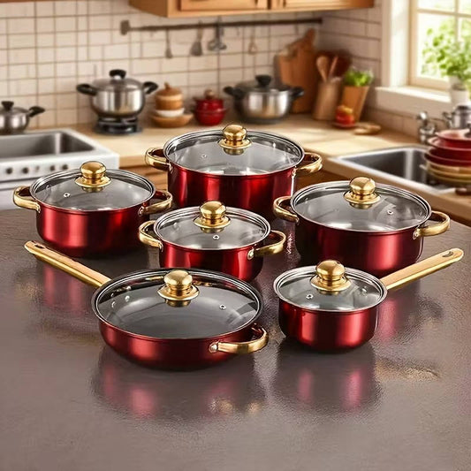 Essential 12pc Non Stick Kitchen Cookware Set - Pexav
