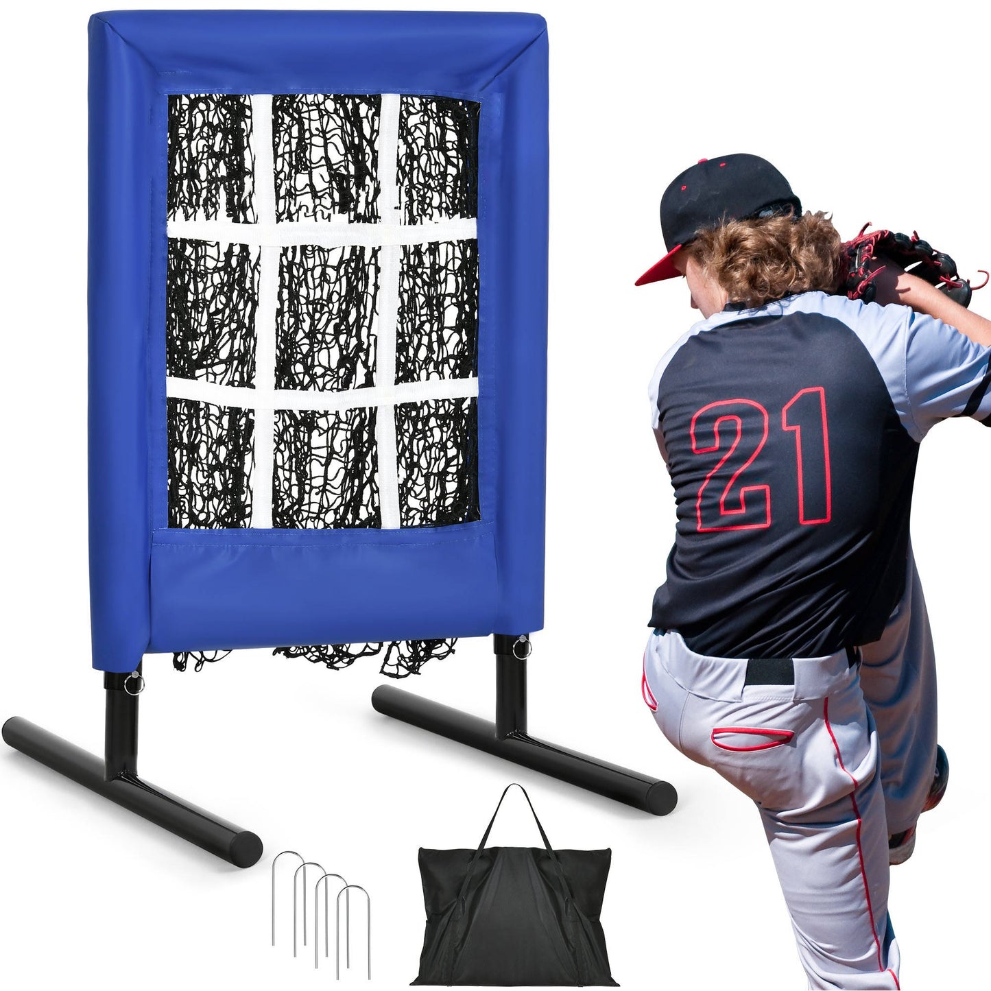 Compact Baseball Pitching Target Net With Strike Zone
