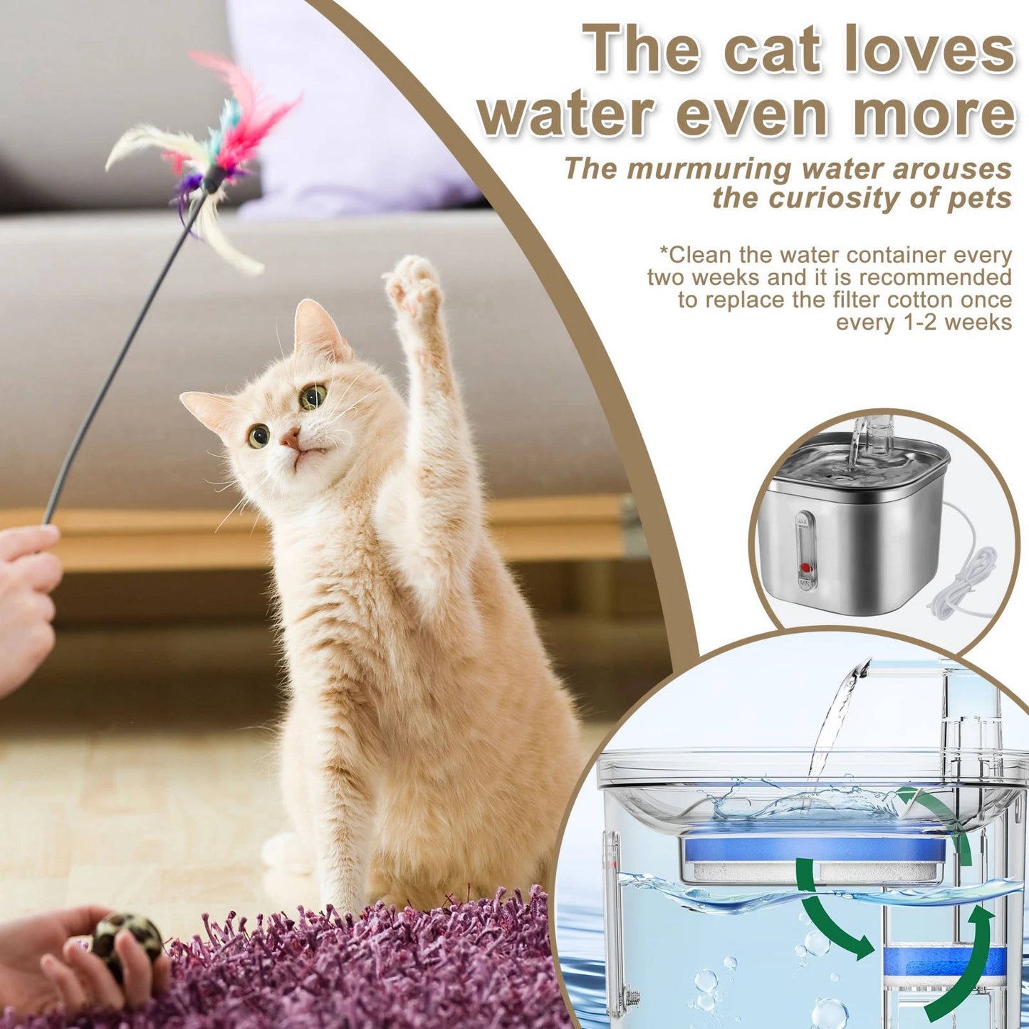 Pet Fresh Water Dispenser - Silent, Purified, Easy Clean
