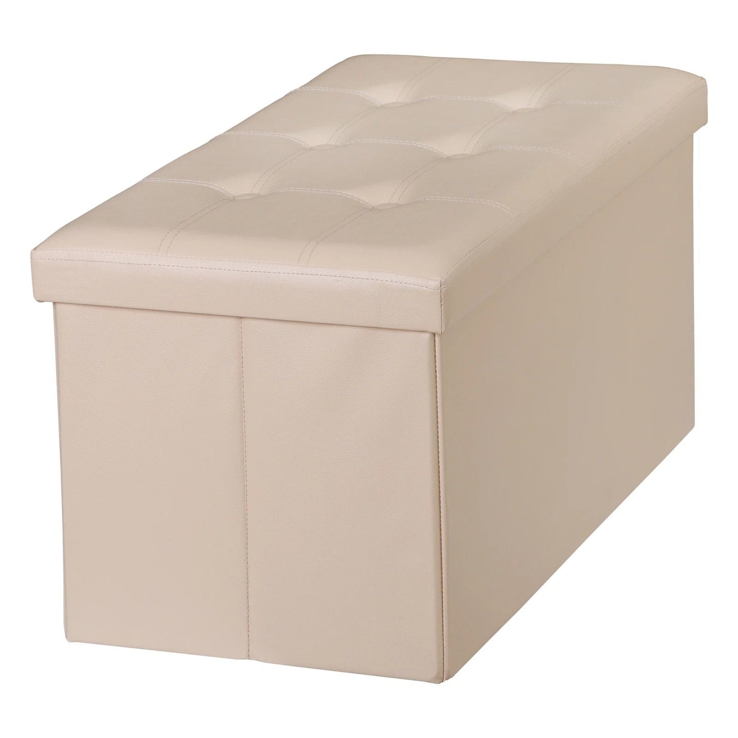Compact Cream Collapsible Storage Ottoman Footrest