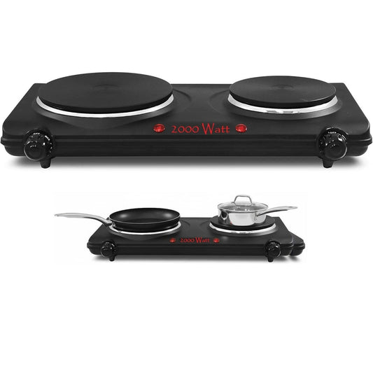 Compact Double Burner Electric Cooktop Stove - Pexav