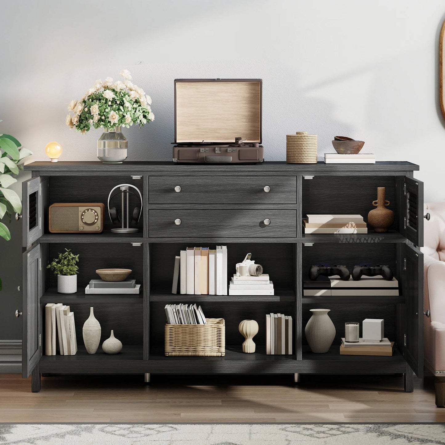 Rustic Kitchen Coffee Storage Cabinet