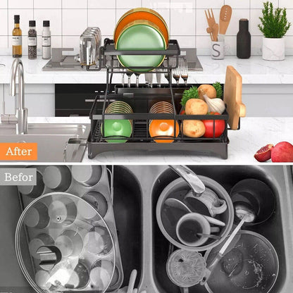 Space Saving 2 Tier Kitchen Dish Rack