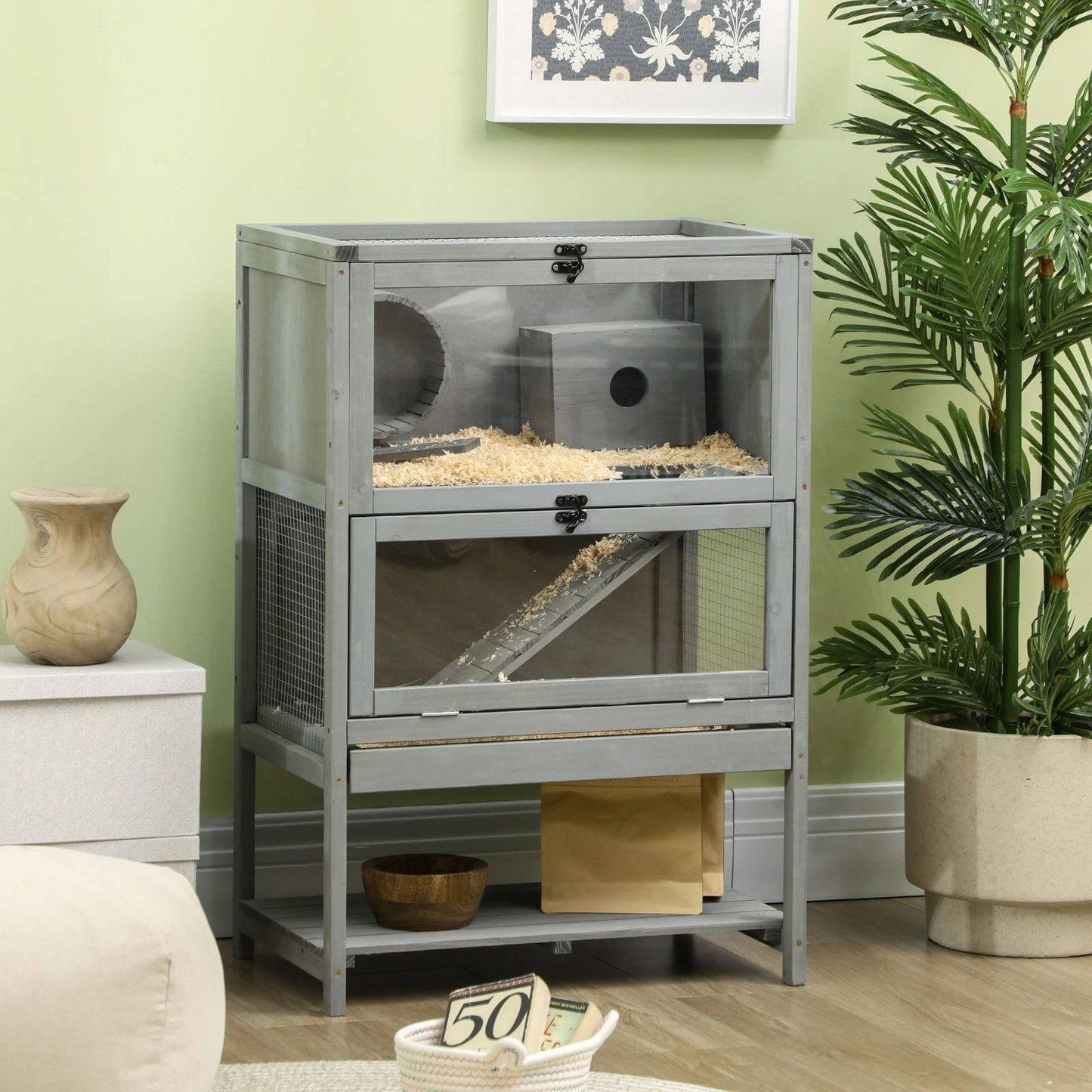 Spacious Pet Hamster Habitat With Wheel And Toys