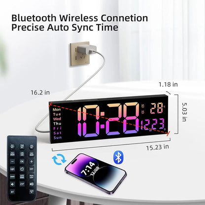Extra Large Digital Wall Clock with Date and Temperature